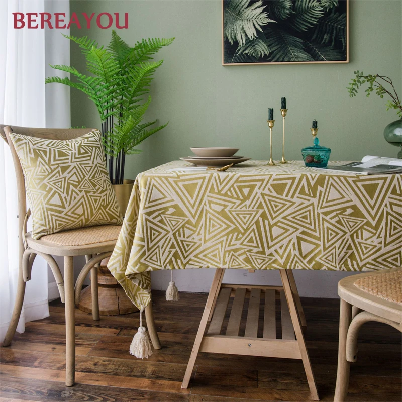 Скатерть с кисточками в европейском стиле Золотая столовая домашняя текстильная