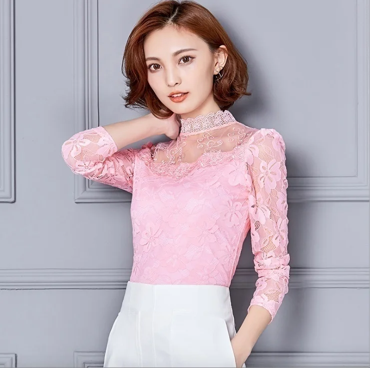 Женские сексуальные кружевные блузки с вырезами женские повседневные рубашка