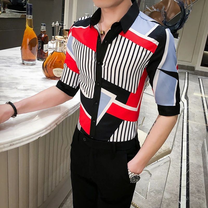 Летняя уличная одежда с коротким рукавом Модные рубашки Camisas Para Hombre Мужская