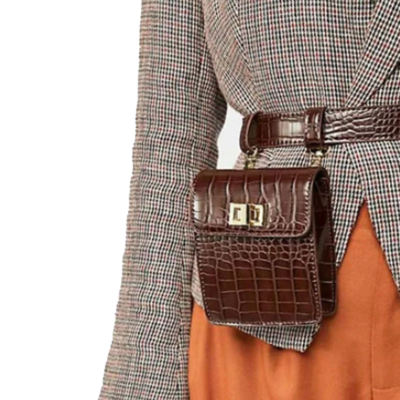 Женская поясная сумка с каменным узором стеганый крокодиловый мессенджер на