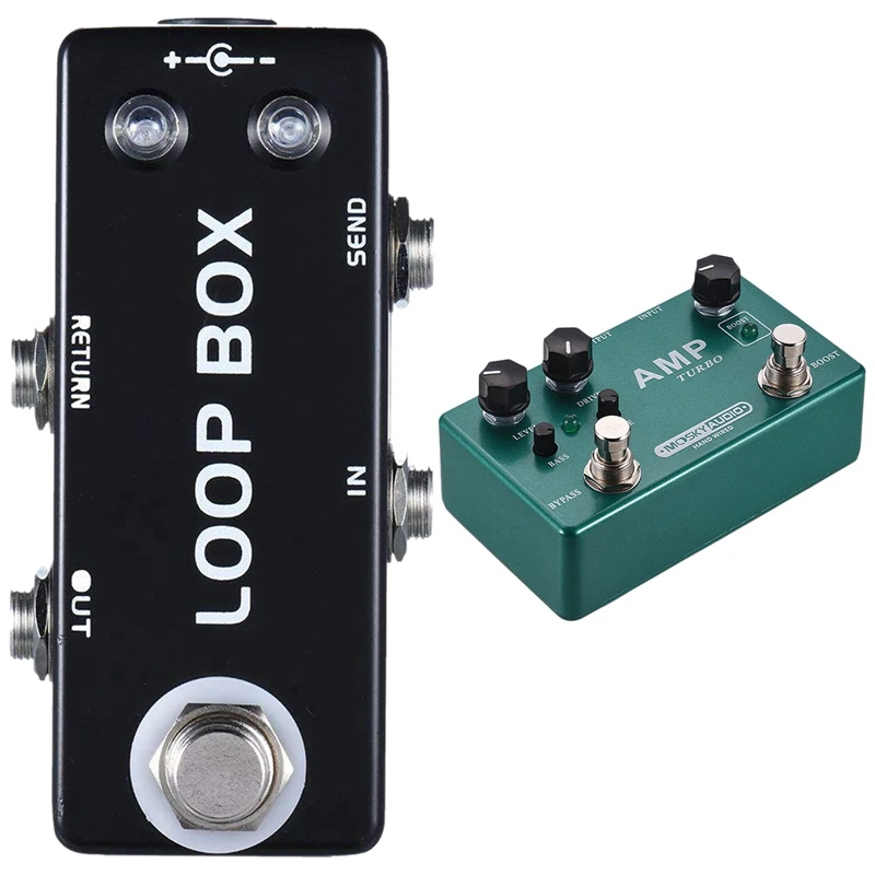 

Mosky Mini Guitar Effect Pedal Loop Box Switcher Channel Selection & Amp Turbo Guitar Effect Pedal 2 in 1 Boost