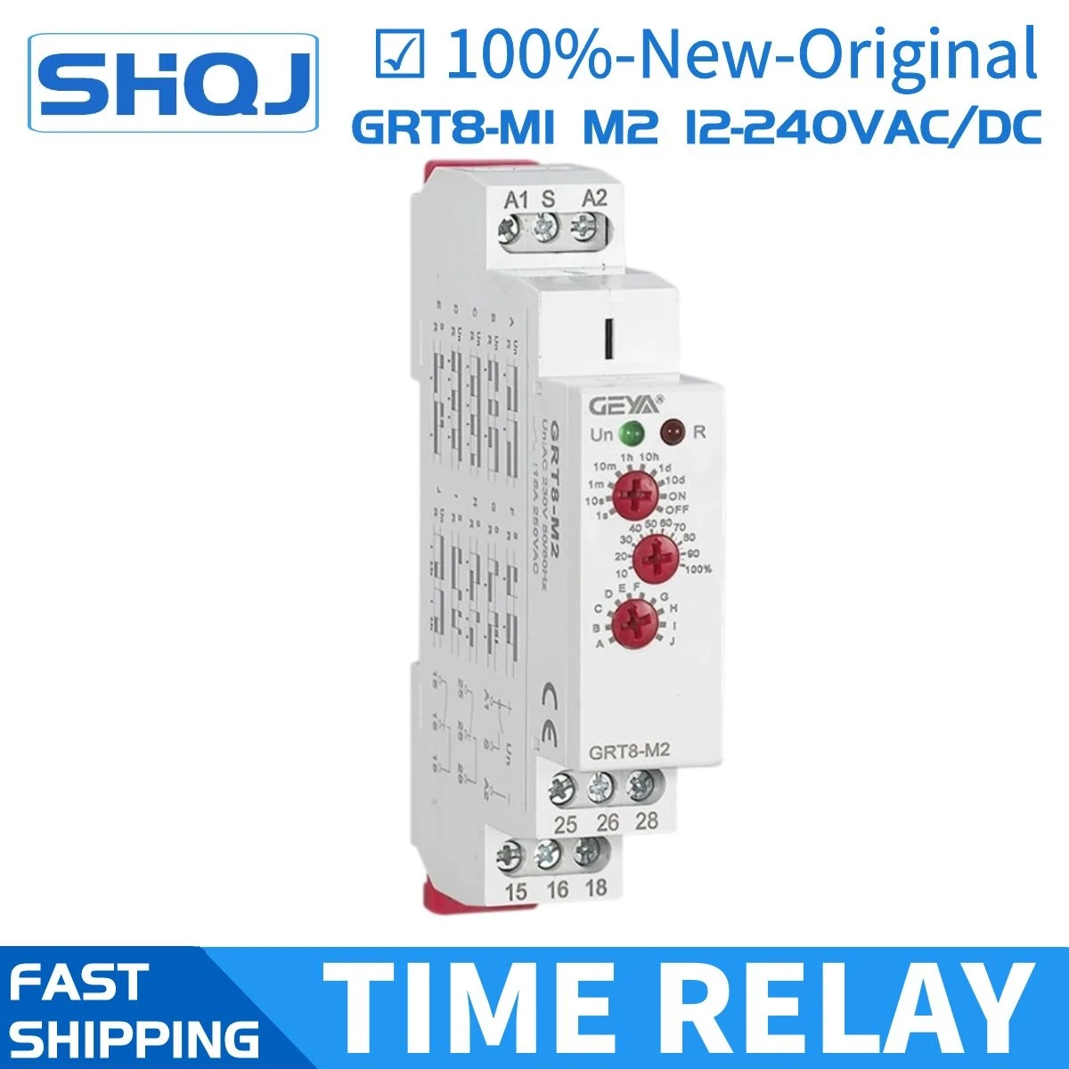 

Multi-Function Din Rail Automatic Timer Relay GRT8-M1 M2 AC DC 12V 24V 230V SPDT DPDT Control Switch Multifunction Time Relay