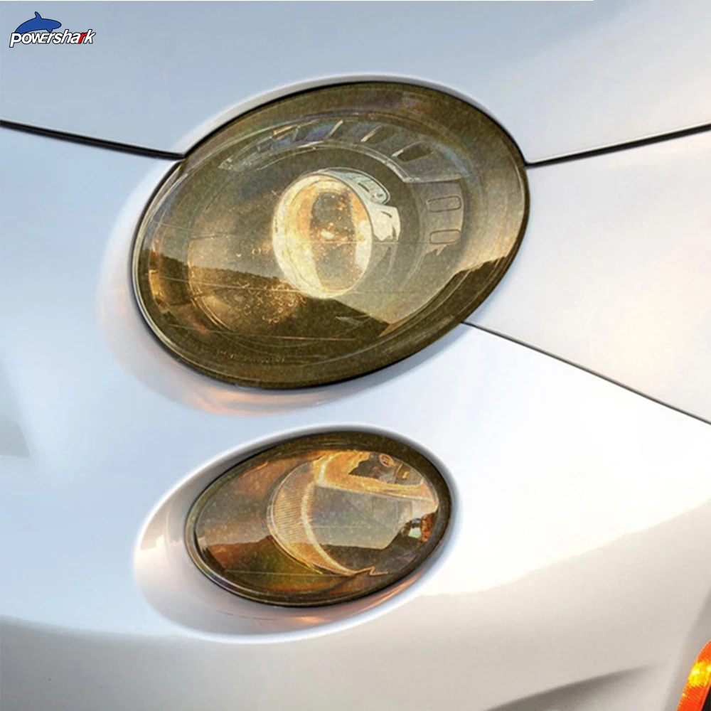 

2 Pcs Car Headlight Tint Black Protective Film Protection Transparent TPU Sticker For Fiat 500 Abarth 2013-2020 Accessories