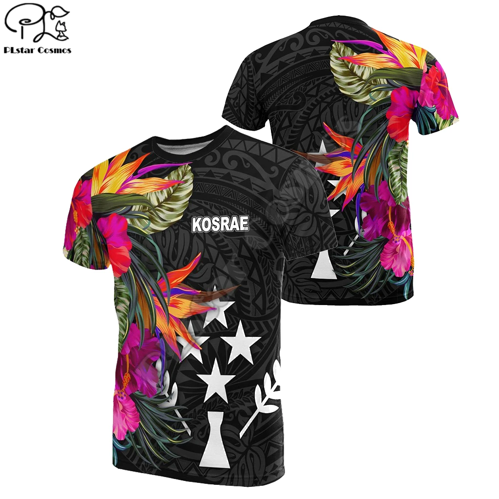

PLstar Cosmos 2021 Kosrae Polynesian Fashion Men/Women Hibiscus T-Shirts 3D Print Summer Short Sleeve Tee Colorful Tops Style-4