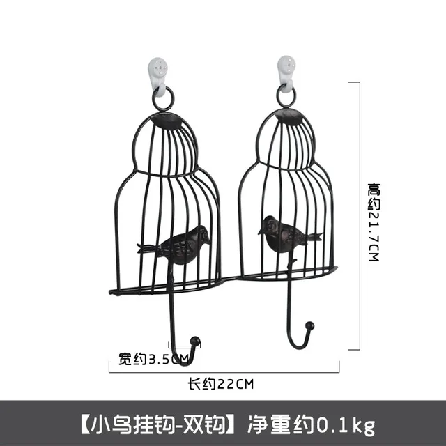 Bird Настенные крючки, вешалка для кухни из черного кованого железа, настенная вешалка, органайзер, крючок для ключей, креативные домашние декоративные аксессуары - Цвет: Bird