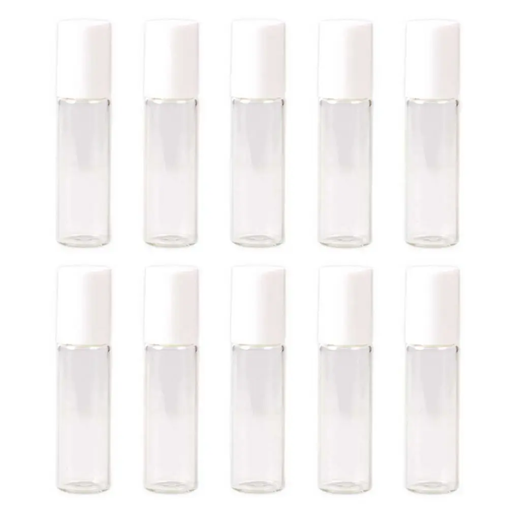 

5 PCS 5ml/10ml Glass Roller Bottles Empty Clear With Roll On Empty Cosmetic Essential Oil Vial For Traveler With Glass Ball