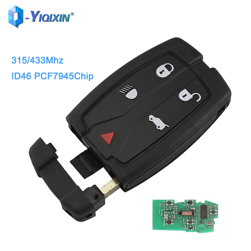 

YIQIXIN 5 Button 315 433Mhz Smart Card Fob For Land Rover Freelander 2 Discovery Auto Control Car Remote Key ID46 PCF7945 Chip