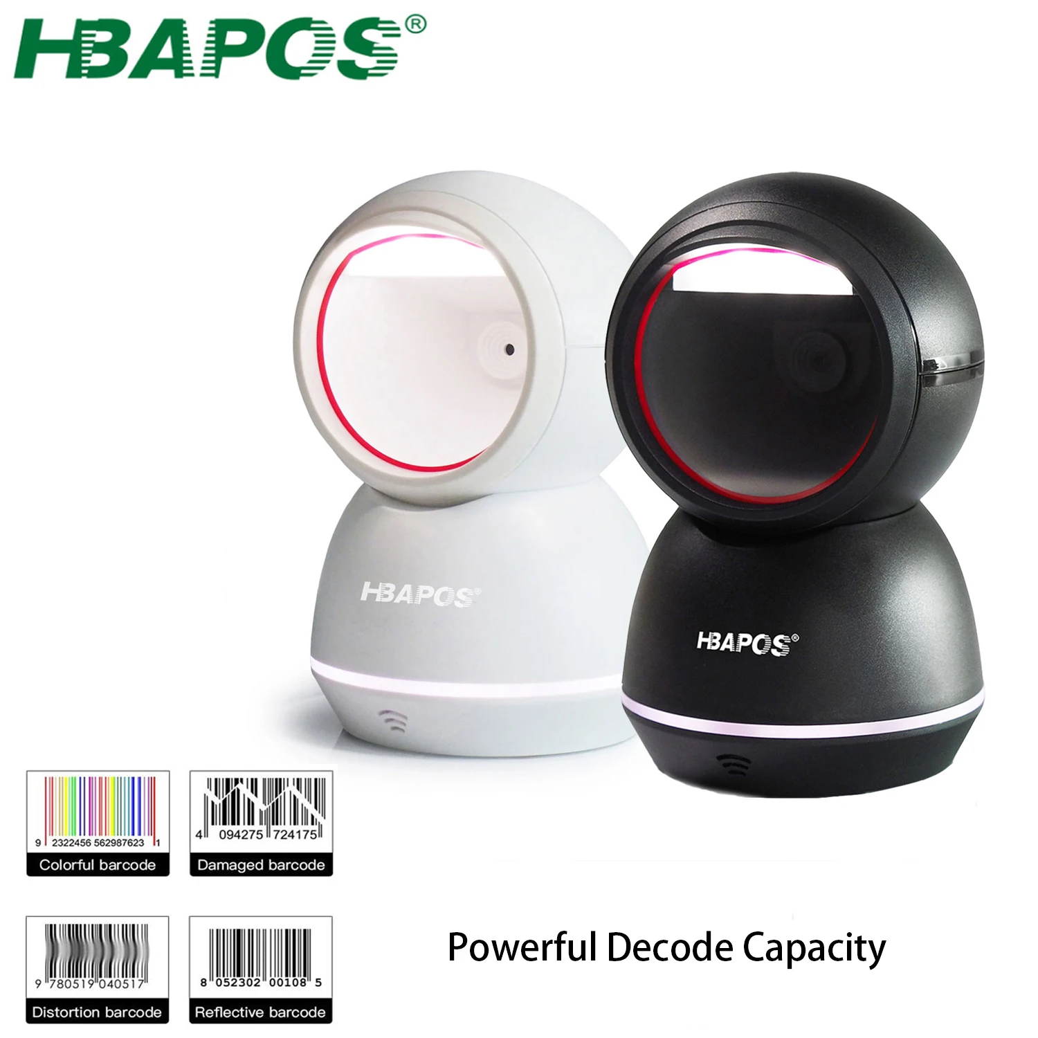 

Сканер штрих-кода HBAPOS 1D 2D, считыватель QR-кода, настольный USB проводной автоматический сенсор, матрица данных для супермаркета, библиотеки, ро...