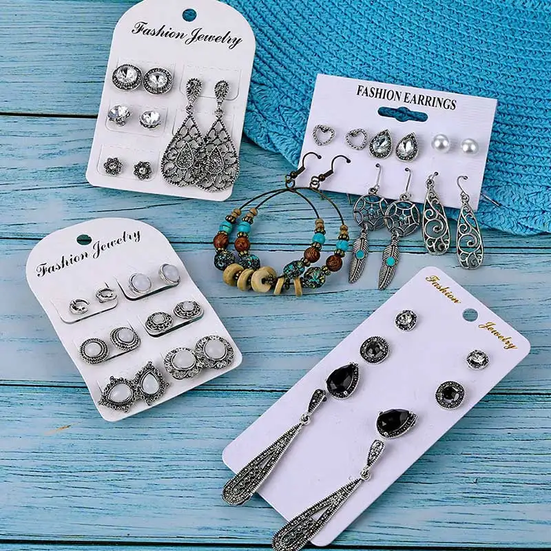 Vienkim винтажные этнические геометрические подвески искусственные кристаллы