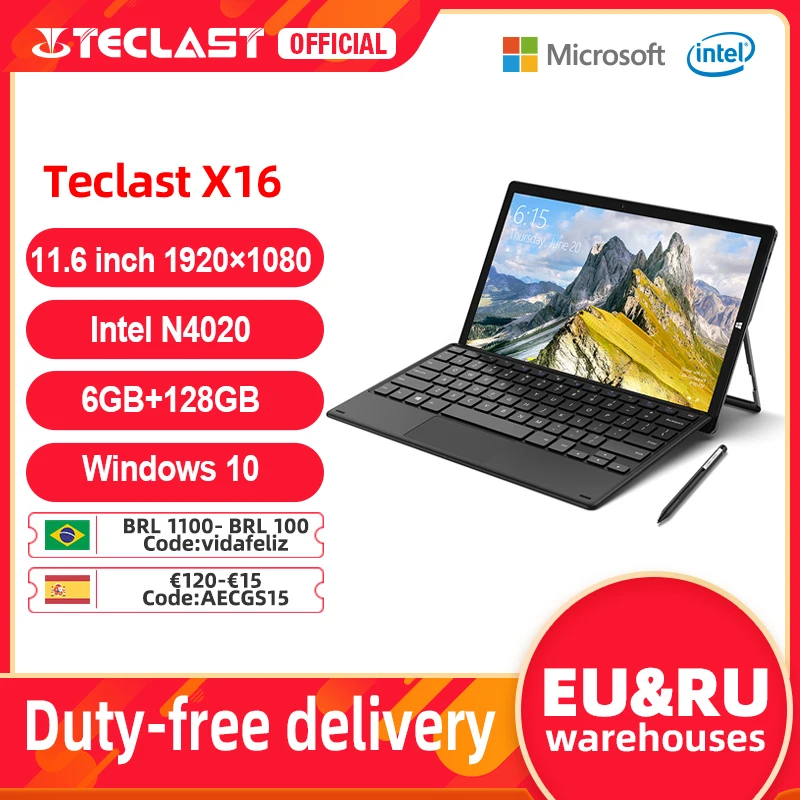 

Teclast X16 планшет, экран 11,6 дюйма, 6 ГБ ОЗУ 1920 Гб ПЗУ
