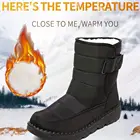 Сапоги до середины икры водонепроницаемые утепленные теплые снегоступы и нескользящие женские зимние женские ботильоны с хлопковой подкладкой 36-43