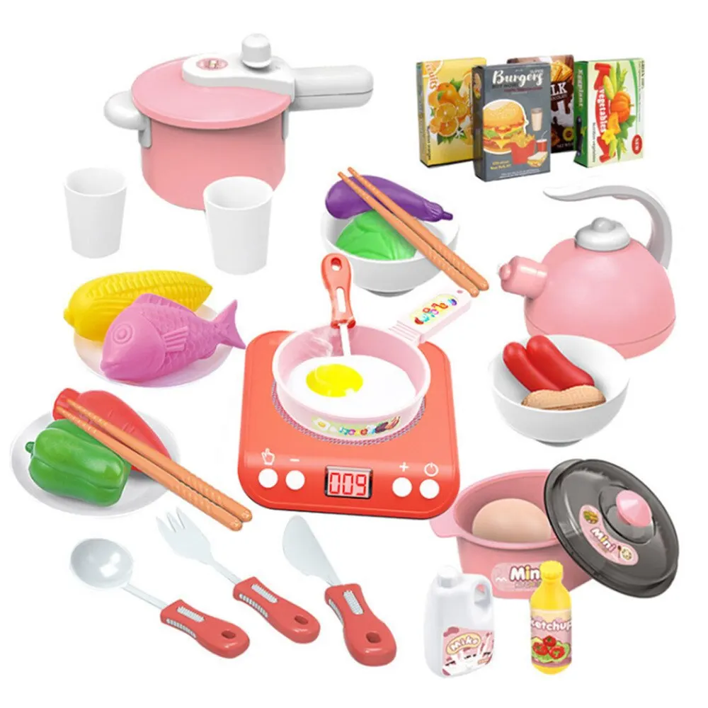 

Kids Kitchen Toys Simulation Cooking Play House Educational Toys Mini Kitchen Cookware Pan Pretend Play Role Playing Toys