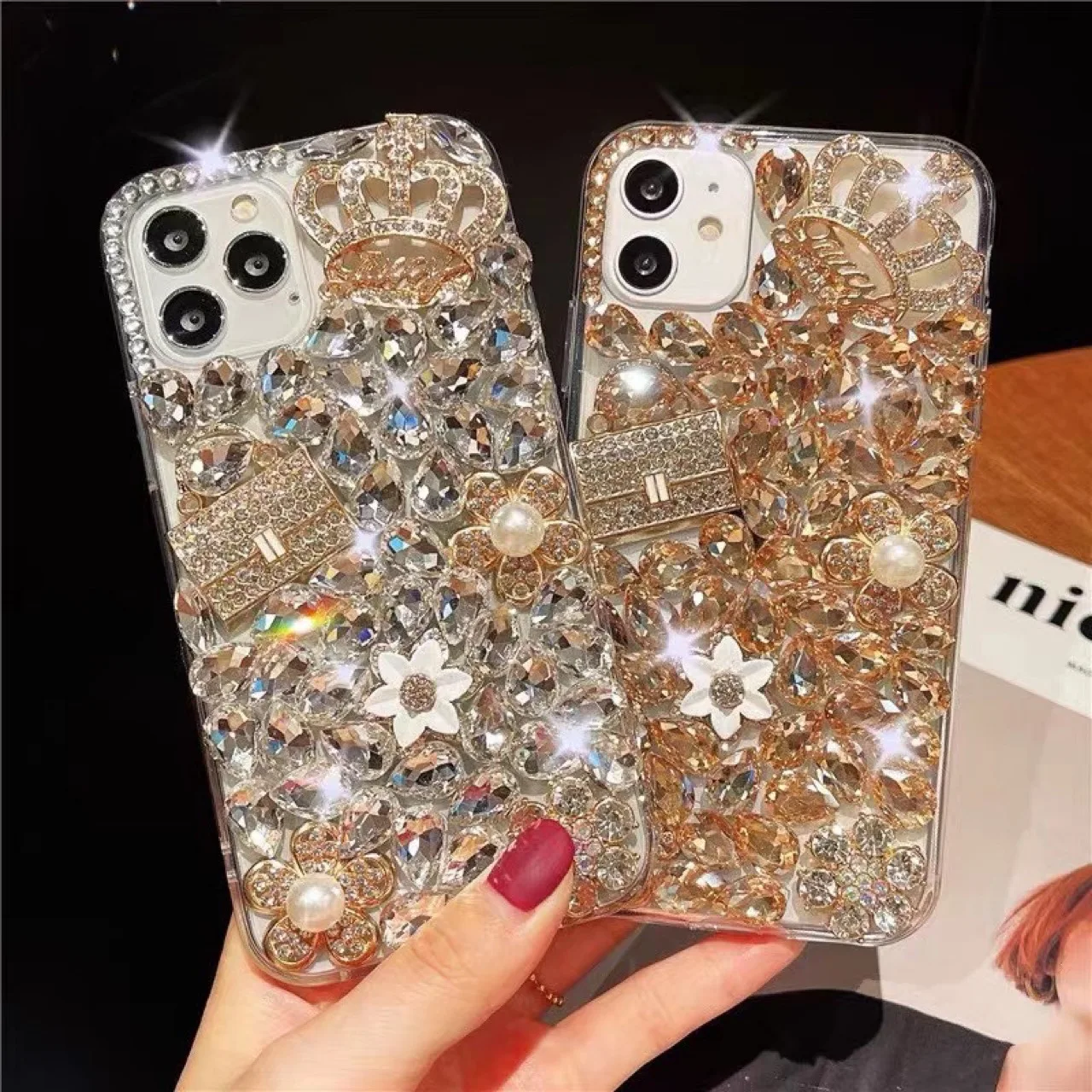 

Bling Crystal Diamond Protective Cover Phone Case For iphone 13 11 12 mini Pro Max XS X XR 6 7 8 plus Shockproof Cases Cover