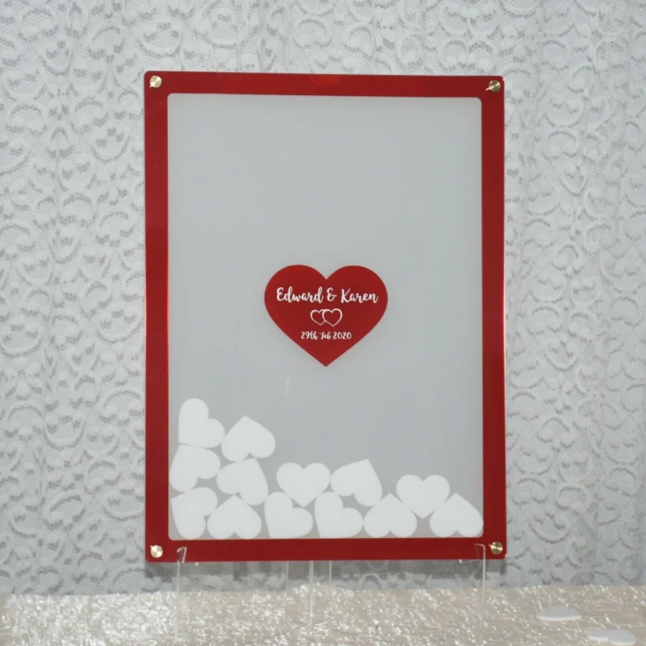 Индивидуальная рамка для гостевой книги свадьбы 3D коробка с выдвижным верхом