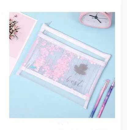 23cm x 18.5cm White 1 шт. Kawaii 2 слоя A5 B6 Bling папка для файлов Настольный органайзер для бумаг Карандаш сумка для хранения канцелярские принадлежности - Цвет: 23cm x 18.5cm White