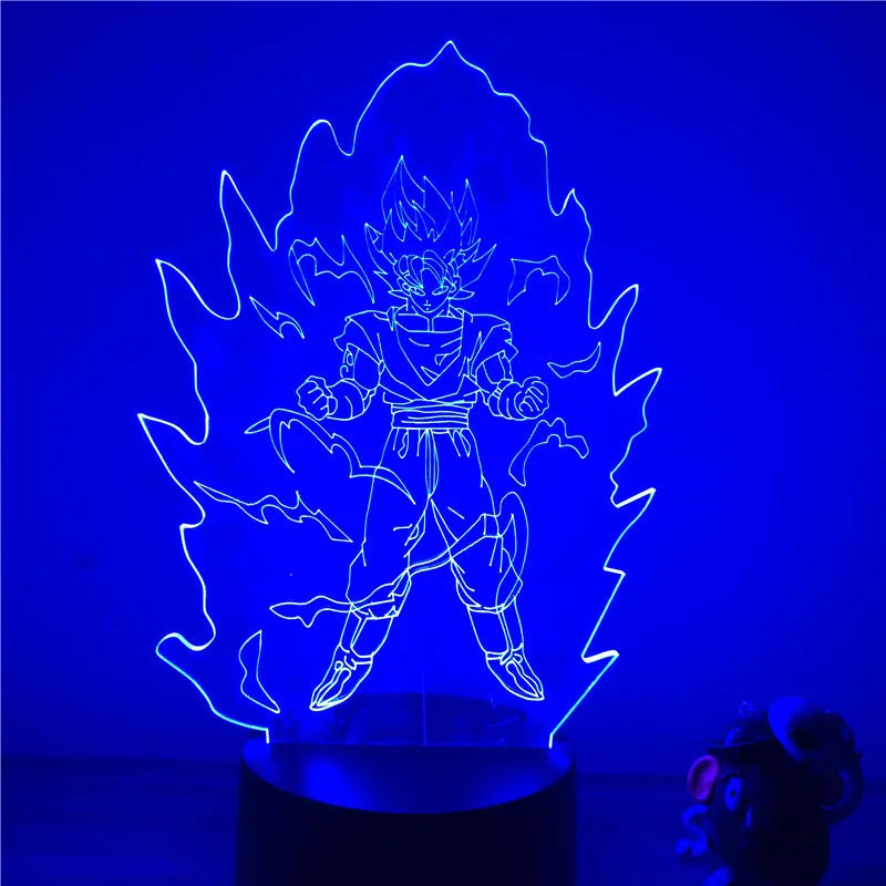 Dragon Ball Z Вегета ГОКу супер сайян, «Жемчуг дракона 3D светодиодный Ночной светильник 7 цветов сенсорный оптический Иллюзия фигурку настольная лампа украшения