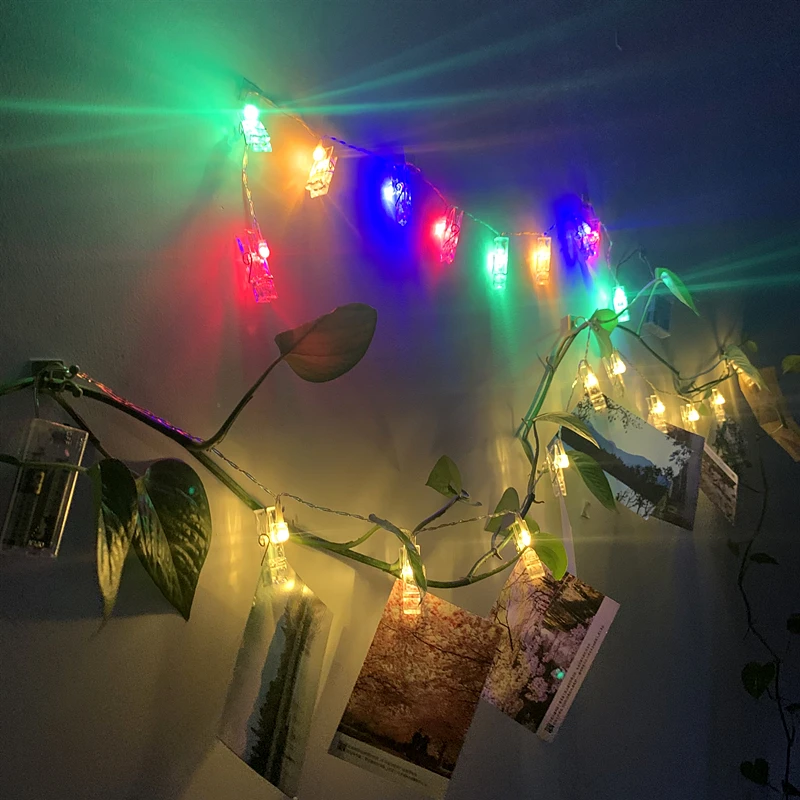 USB 1M 10LED Garland Card Photo Clip Led String Fairy Light Christmas Holiday Wedding Valentines Home Bedroom Decoration | Лампы и
