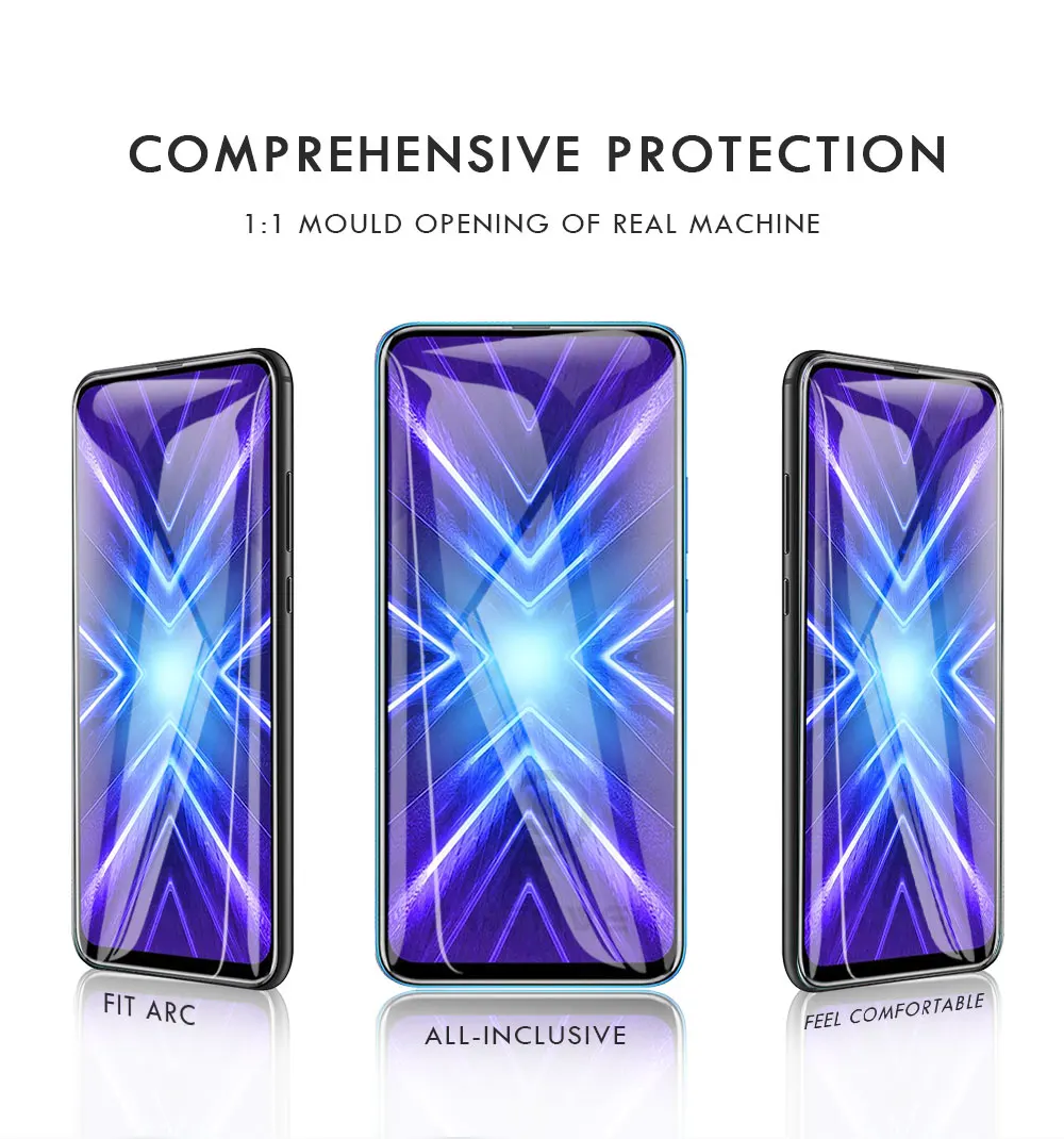 5D противоударное стекло для huawei honor 9x Премиум полное покрытие экрана протектор honor 9x Олеофобное закаленное стекло