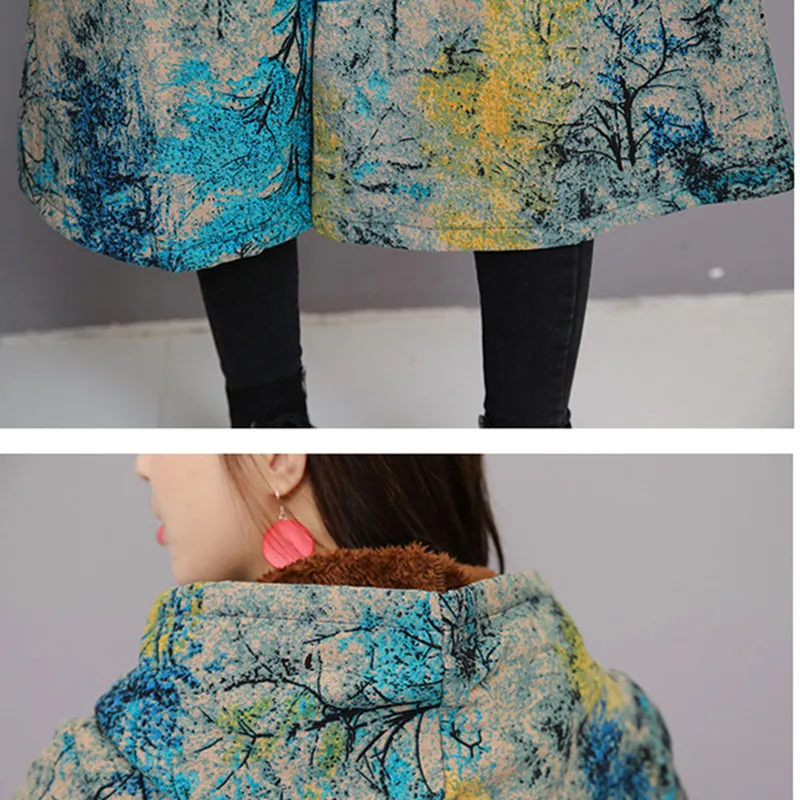 Женская ветровка в стиле ретро длинная хлопковая куртка с капюшоном и застежкой