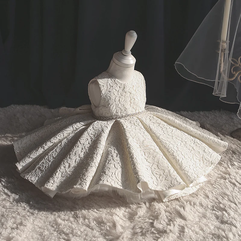 Кружевное платье с бусинами для маленьких девочек тюлевые платья крещения