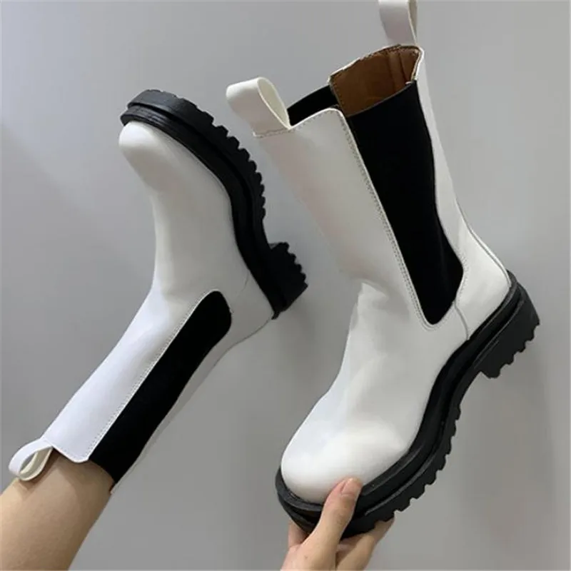 Женские ботинки на массивном каблуке Женская обувь Весенние брендовые