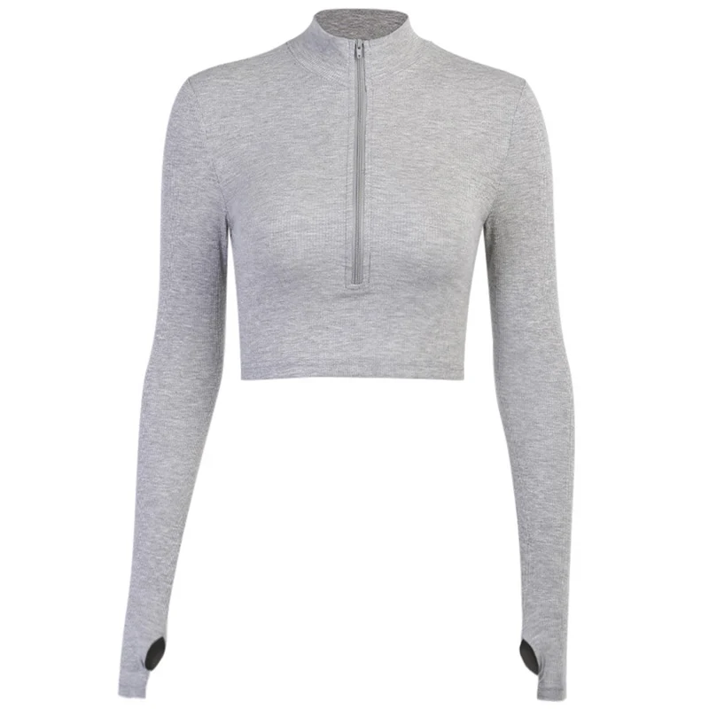 

Women's Sexys Top Round Neck Round Neck Zipper Long Sleeve Slim Top Coat For Autumn FS99