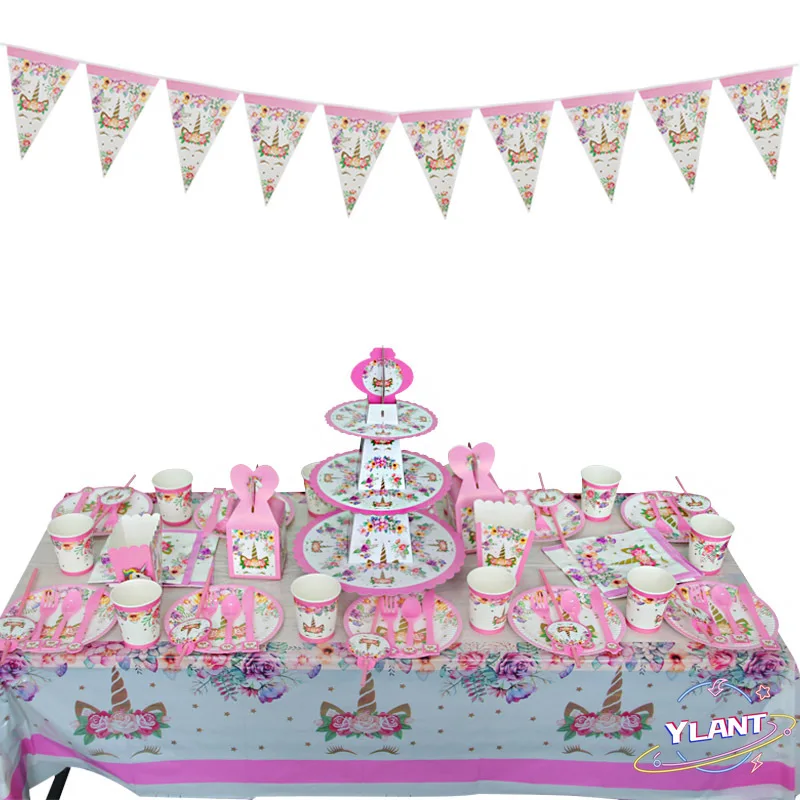 

SWTplato y vaso de papel para pastel decoracion para fiesta de cumpleanos Baby Shower Juego de vajilla de unicornio para fiesta