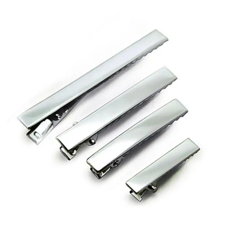 Заколка для волос сделай сам простой металлический зажим с бантом серебристого и