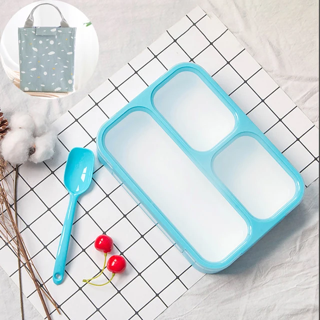 Blue and bag MICCK Ланч-бокс для детей с отсеком Microwavable контейнер для хранения еды новые отсеки герметичные тепловой Bento box - Цвет: Blue and bag
