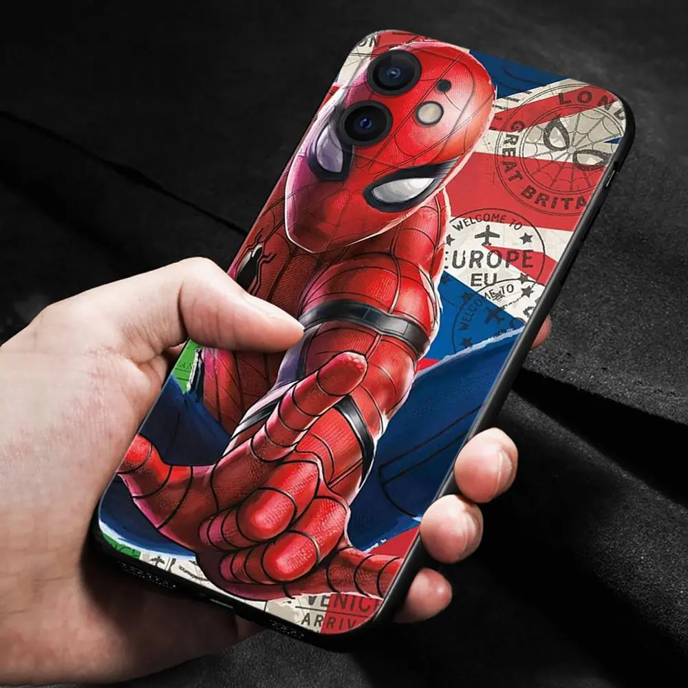 Чехол для телефона iPhone 13 12 11 Pro Max Mini XS XR X 7 8 Plus 6S 2020 черный чехол оболочка Чехлы Marvel