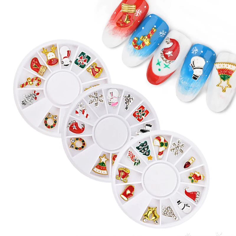 Стразы для ногтей 1 колесо смешанные формы металлические украшения DIY