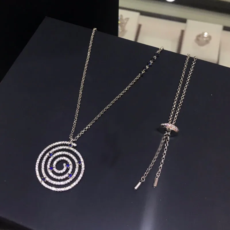 Necklace UMGODLY роскошный бренд спиральное колье с подвеской леденец серебристого цвета камни звезда Penant Женская мода Ювелирные изделия Новое поступление - Окраска металла: Necklace