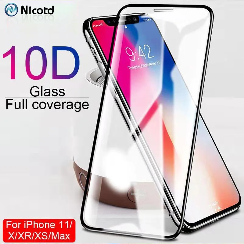 Защитное стекло 10D для iPhone X XS 6 6S 7 8 plus защиты экрана 11 Pro MAX XR защита экрана|Защитные