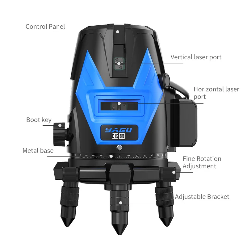 Лазерный уровень с автоматическим самовыравниванием 2/3/5 линий 6 точек поворот на