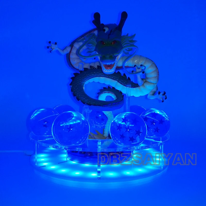 blue lamp shenron2 15 см Dragon Ball Shenron figulas прикроватная лампа Dragon Ball Z рисунок ночной Светильник Shenlong+ 7 шт 3,5 см шарики+ акриловая полка DBZ - Цвет: blue lamp shenron2