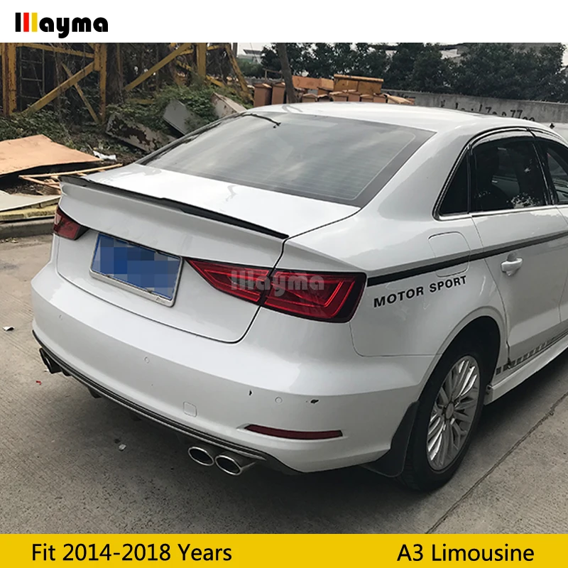 V Стиль ABS задний спойлер на багажник для Audi A3 Sline S3 Люкс 2014 2015 2016 2017 2018 год черный