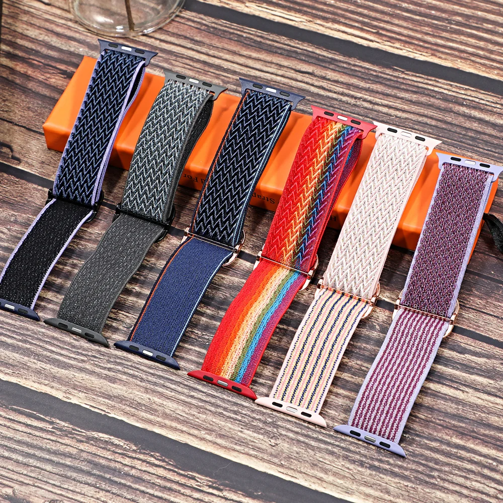 Braided solo loop Scrunchie Strap for Apple watch band 44mm 40mm 38mm 42mm Adjustable Elastic Nylon bracelet iWatch 3 4 5 6 se