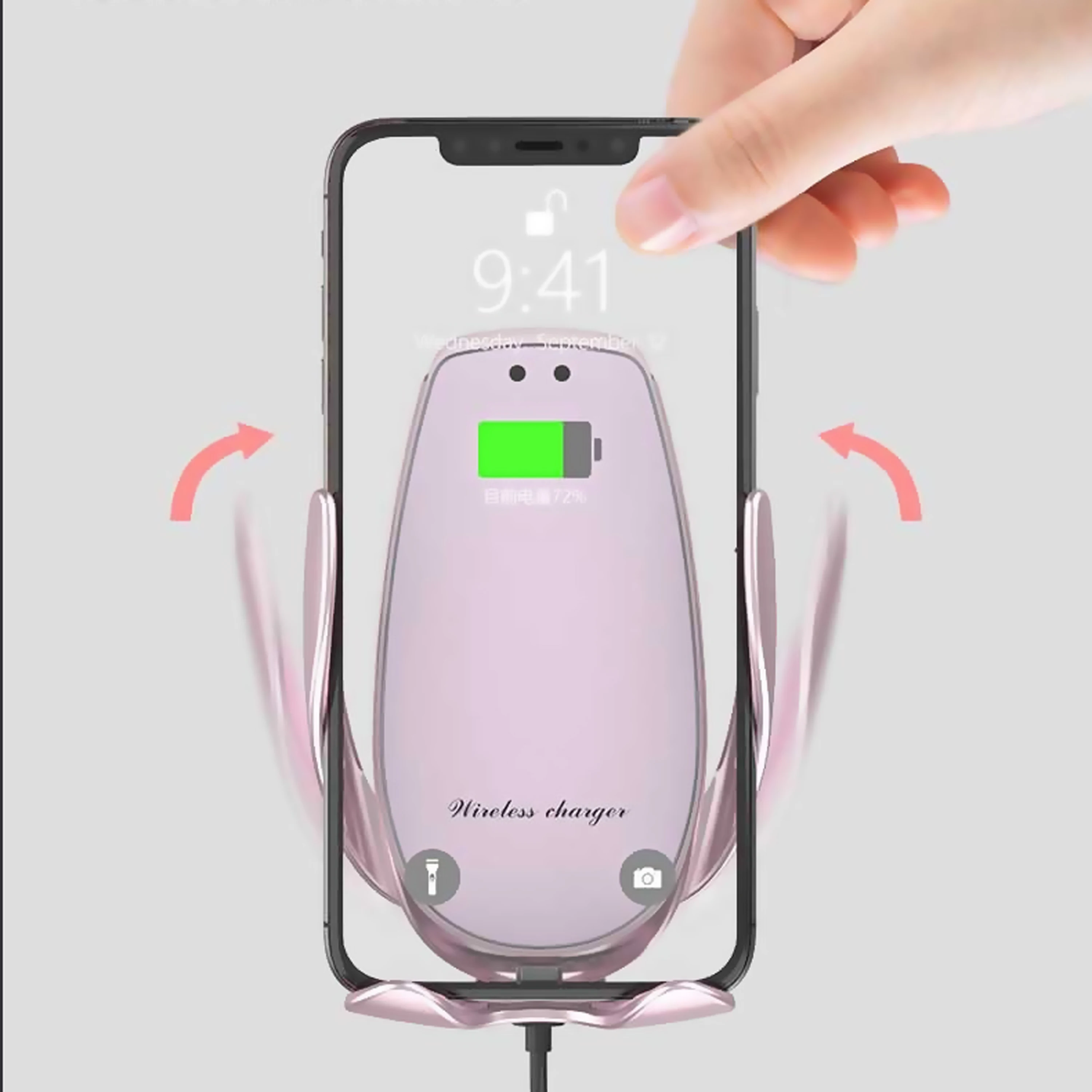 QI 15 Вт быстрая беспроводная автомобильная зарядка розовое белое крепление для