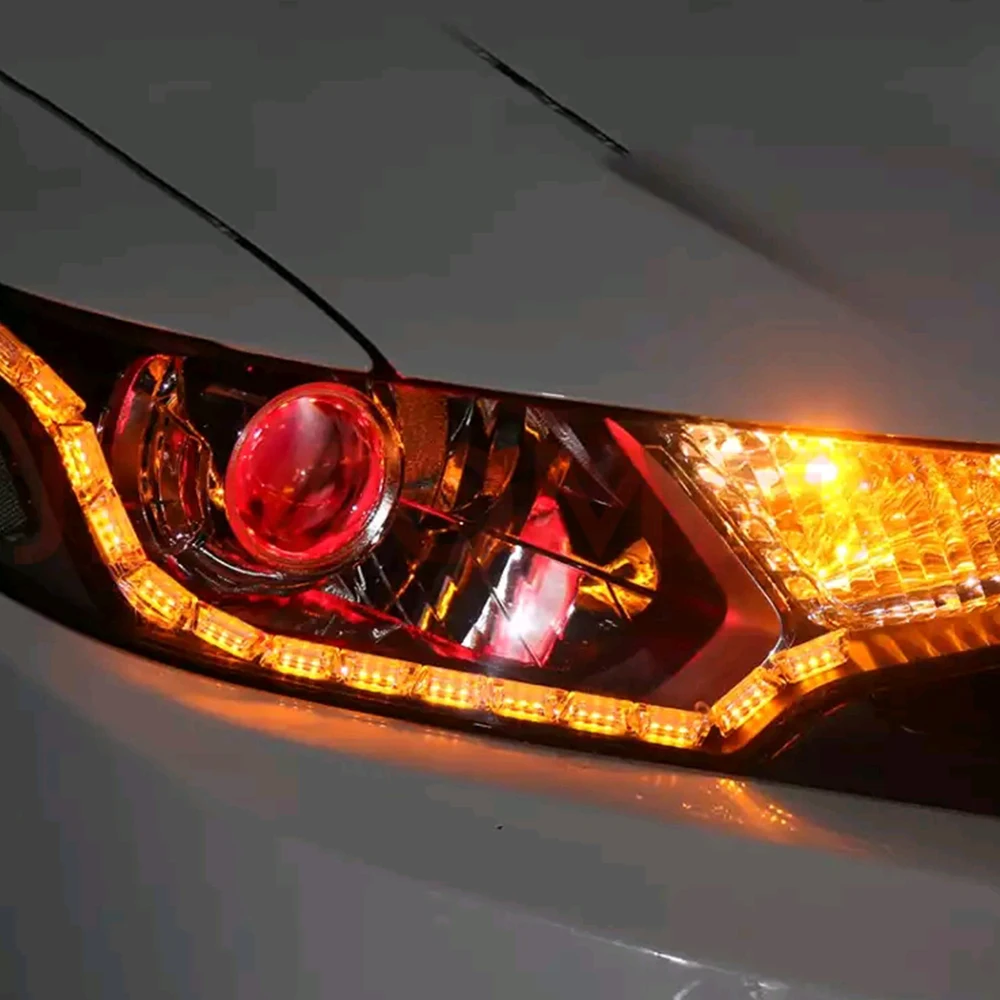 

Led DRL Car Running Light Strip Flowing Turn Singal Daytime Light Headlight Fog Lamp White/Amber Waterproof Car Accessories