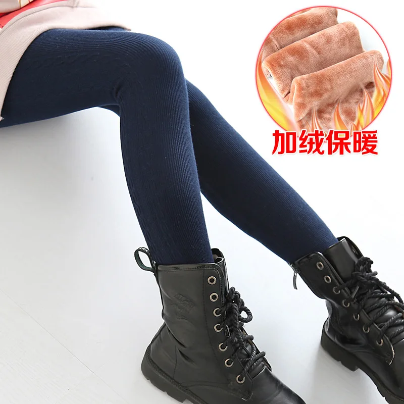 Осенние детские флисовые леггинсы брюки высокое качество зимние теплые ботинки