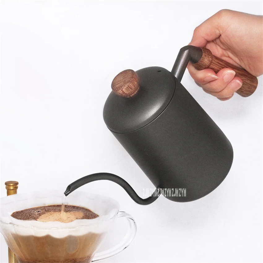 

600 мл заливное Кофе горшок Нержавеющая сталь узким горлышком 6 мм капельного Кофе Чай горшок с деревянной ручкой длинный рот Кофе чайник
