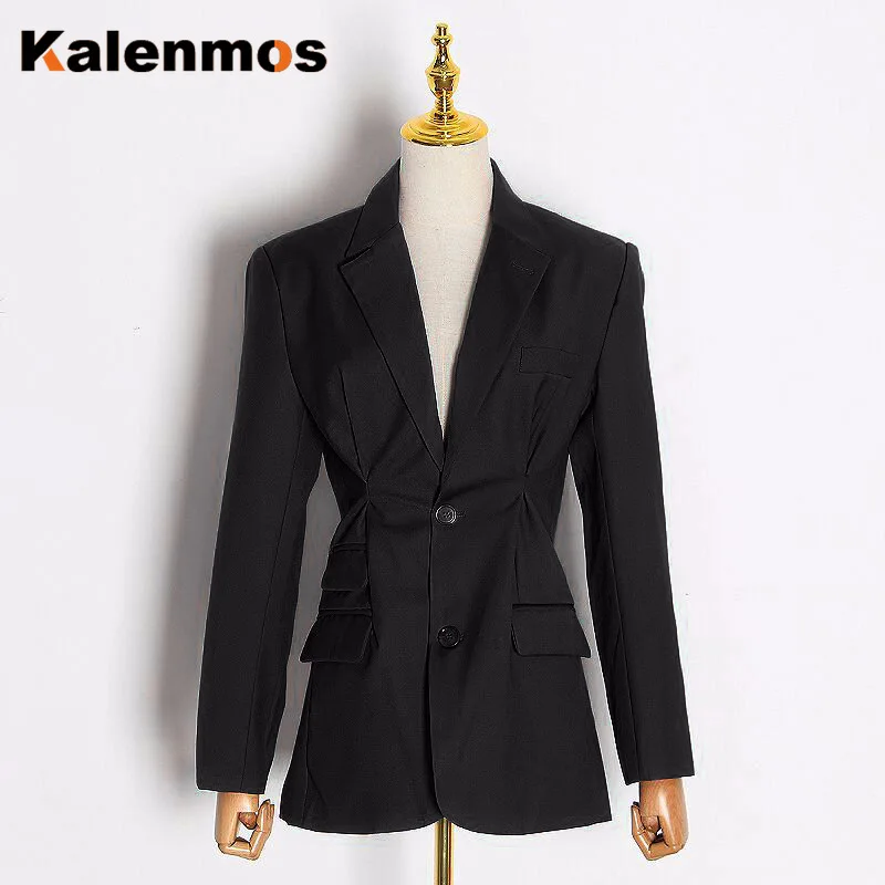 

Blazer Women Coat Vintage Spring Fall Autumn Patchwork Long Sleeve Outerwear Korean Japan Suits Jacket Elegant Mujer Bontjas