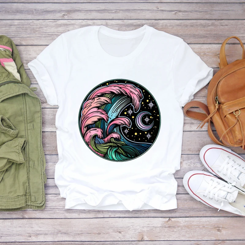 

Women T-shirts Bee Flower Watercolor Short Sleeve 90s Trend Ladies Print Lady Womens Graphic T Top Shirt Female Tee T-Shirt