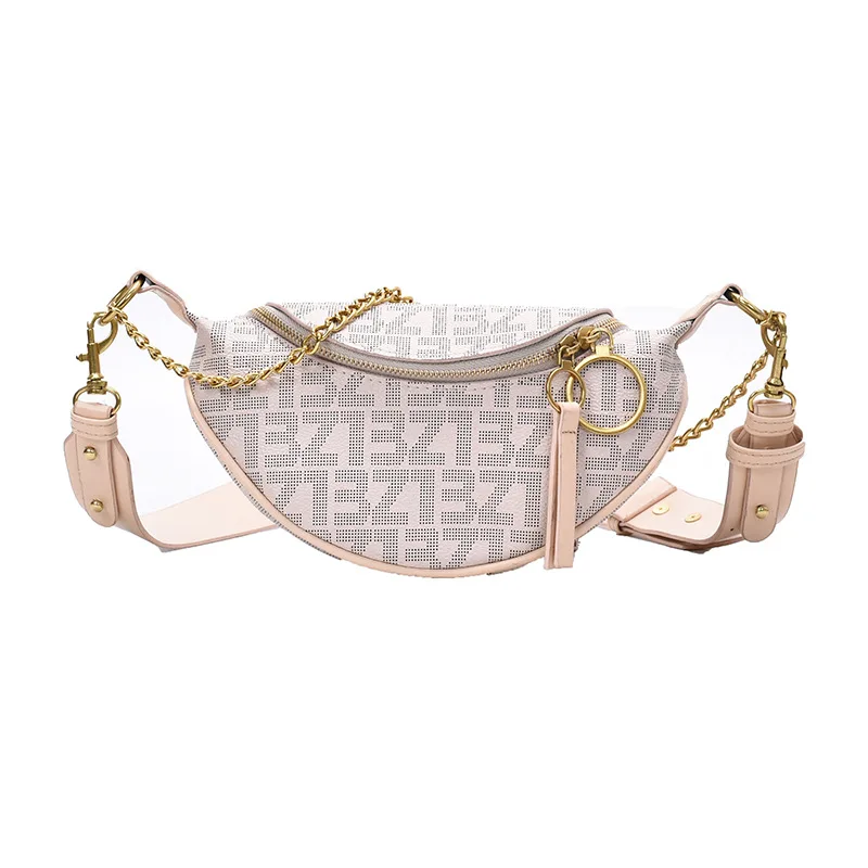 

Women's Brand Letter Print Design Crossbody Bag Fashion Chain Chest Bag Wild Classic Double Zipper Handbag Luxury Saddle
