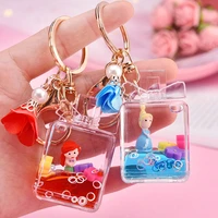 mermaid bowknot quicksand keychain fashion personality anime keyring backpack pendant couples women cute car key chain key ring