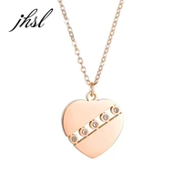 jhsl fashion jewelry girls statement cubic zircon heart pendants necklaces for women stainless steel chain
