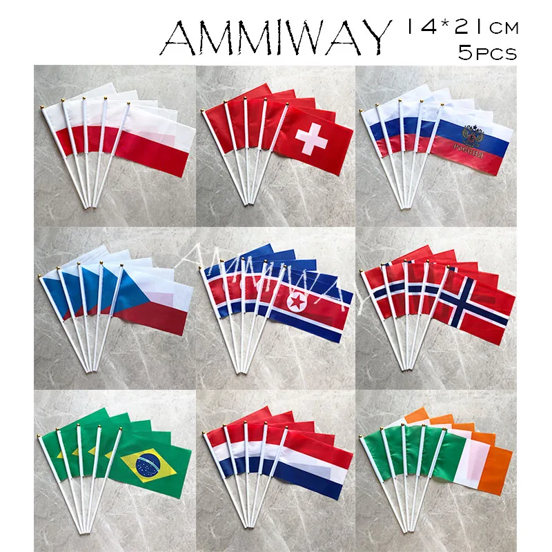 AMMIWAY 14x21 см 5 шт. Польша Швейцария Россия Чешская Республика флаг маленькая рука