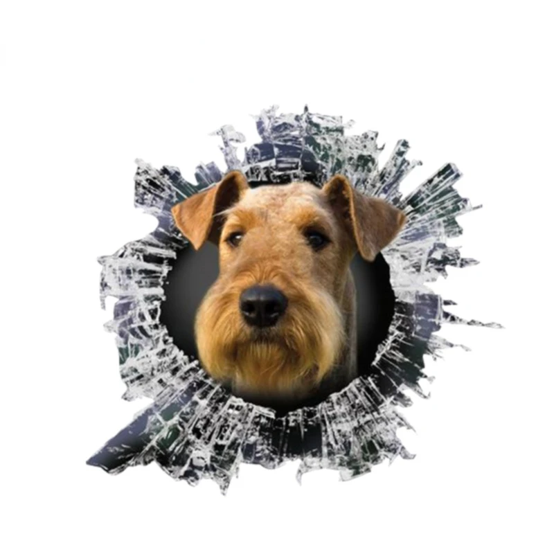 

Funny Airedale Window Sticker Glass Slag New Creative Decals Reflective Pet Dog Decals 3D Car Styling Car Accessories PVC13x12cm