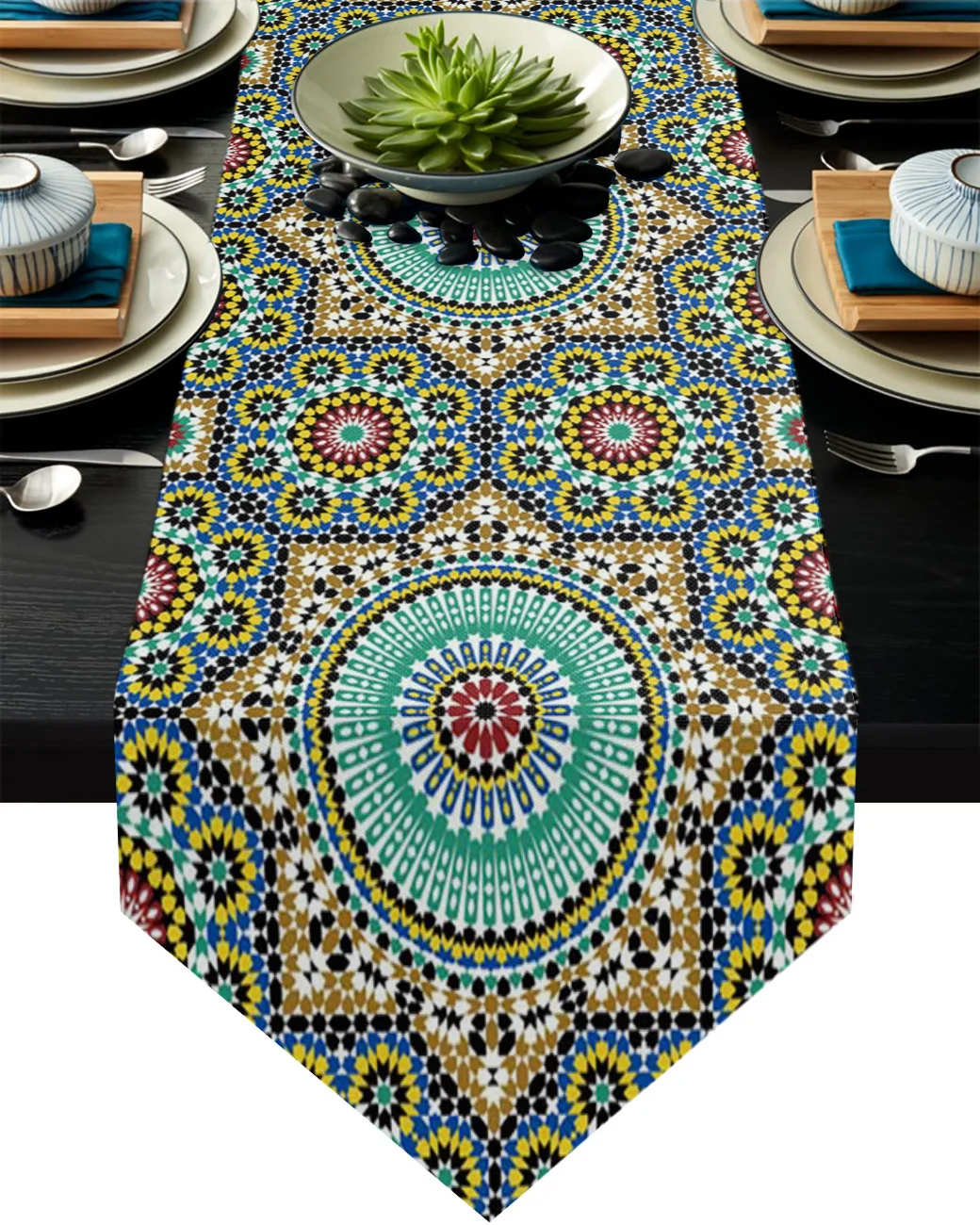 

Красочные цветы Arabesque современная настольная дорожка для дома Обеденный стол Свадебная вечеринка Рождество украшение скатерти