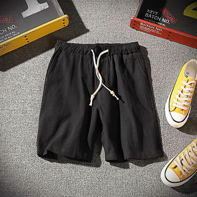 

2020 Summer Mens Shorts Casual Loose Solid Trousers New Male Sports Shorts Knee Straight Cotton Beach Short Pants Breathable